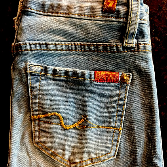 7 For All Mankind jeans Slimmy Boys size 8 stonewash light distressed - Picture 1 of 3